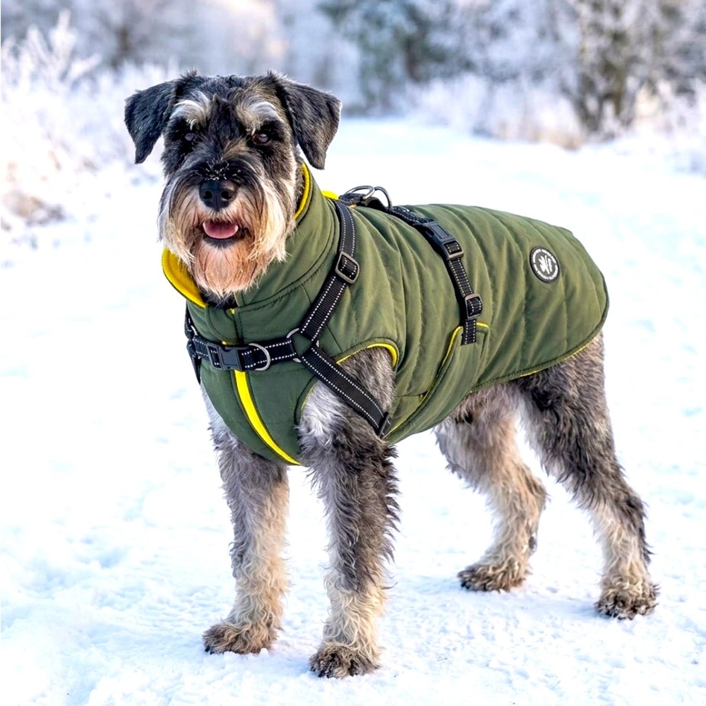Norbi Pets Dog Winter Coat Harness Puffer Jacket Army Green XXL